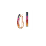 3.04cts Diamonds Multi Sapphire 18K Gold Hoop Earrings