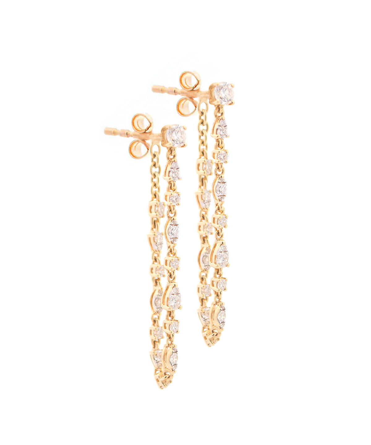 0.96ct Diamond 18K Gold Chain Drop Earrings