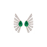 1.36ct Diamond Emerald 18K Gold Cluster Climber Earrings
