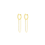 1.04ct Diamond 18K Gold Pave Double Huggie Diamond Chain Earrings