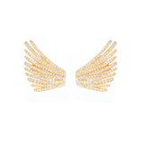 2.26ct Diamond 18K Gold Multi Row Wing Earrings