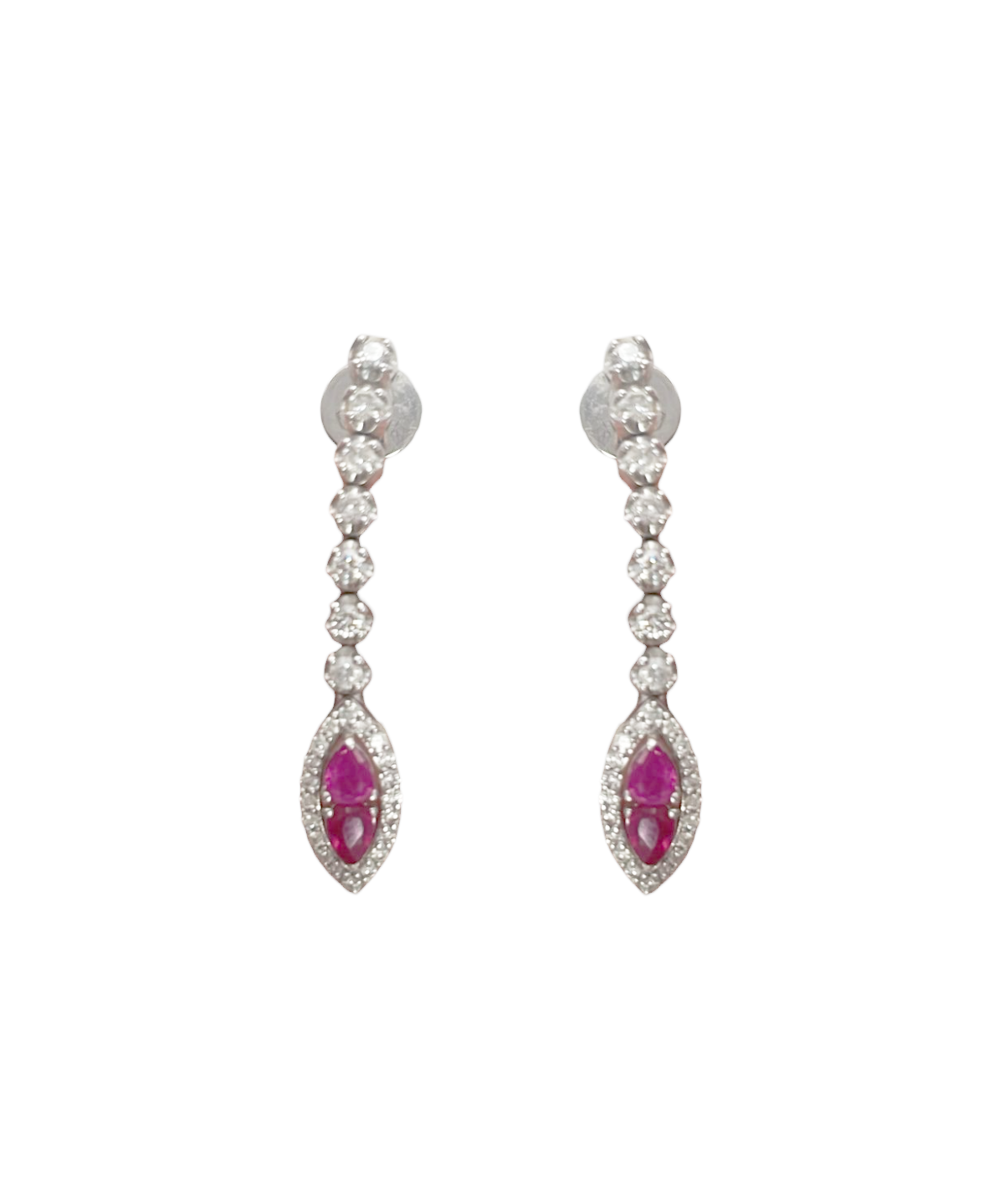 1.25ct Ruby Diamond 18K Gold Linear Earring