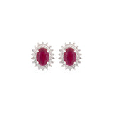 2.41ct Ruby Diamond 14K Gold Halo Stud Earrings