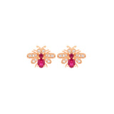 0.64ct Diamond Ruby 14K Gold Fly Dainty Stud Earrings