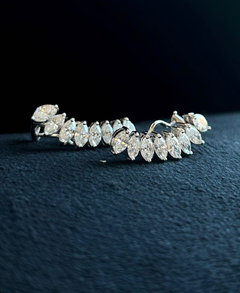 1.04ct Diamond 18K Gold Marquise Climber Earrings