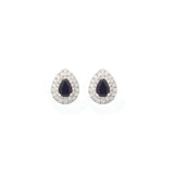 2.23ct Diamond Blue Sapphire 14K Gold Halo Studs Earrings