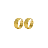 14K Gold Textured Hoop Earrings