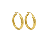 14K Gold Large Facetted Hoop Earrings