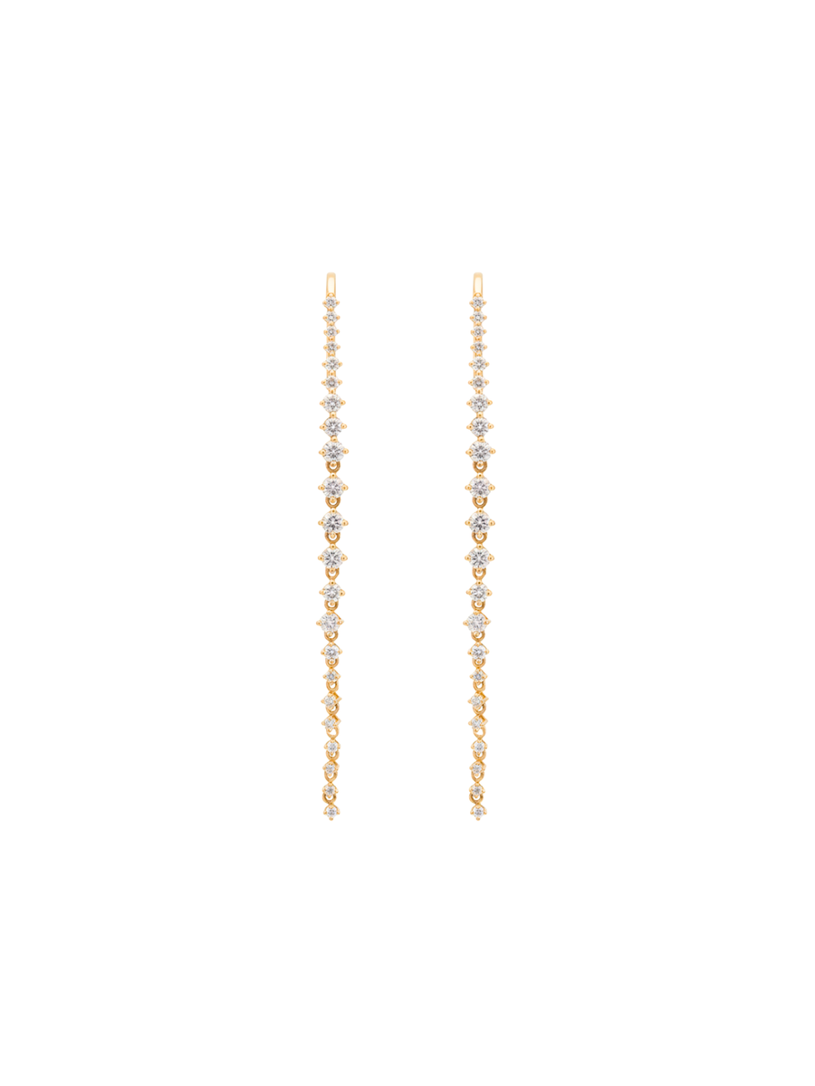 1.37ct Diamond 18K Gold Cascade Climber Earrings