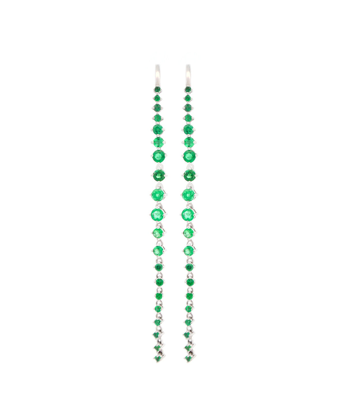 1.50ct Emerald 18K Gold Linear Cascade Earrings