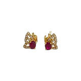 0.56ct Diamond Ruby 18K Gold Earrings