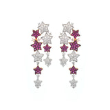 2.19ct Diamond Ruby 18K Gold Stars Cascades Earrings