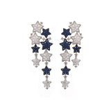 2.19ct Diamond Blue Sapphire 18K Gold Stars Cascades Earrings