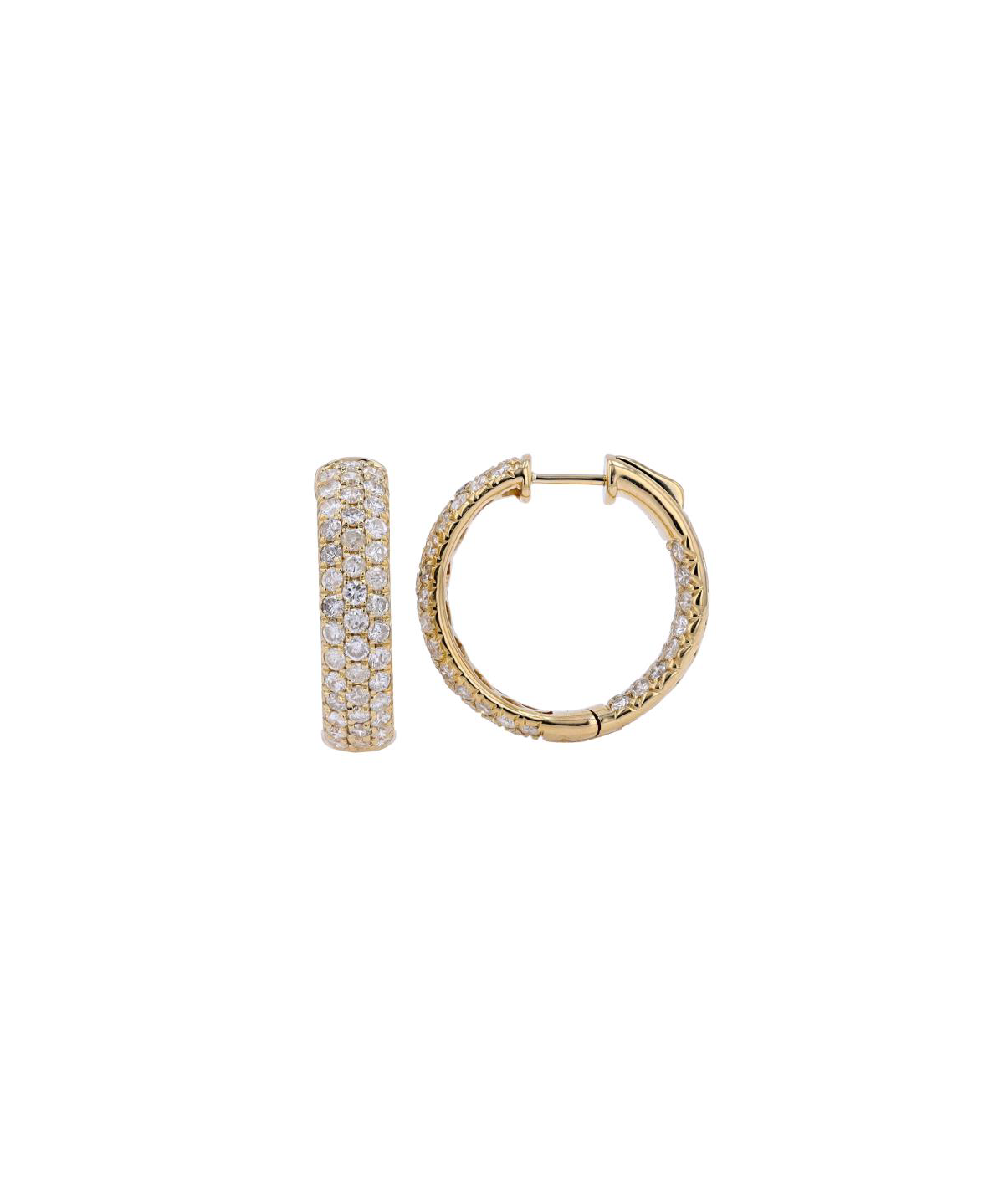 4.05ct Diamond 14K Gold Inside Out Hoop Earrings