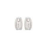 4.50ct Diamond 14K Gold Triple Row Half Hoop Earrings