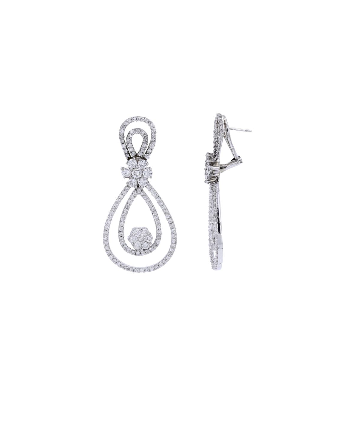 5.50ct Diamond 14K Gold Multi Layered Tear Drop Earrings
