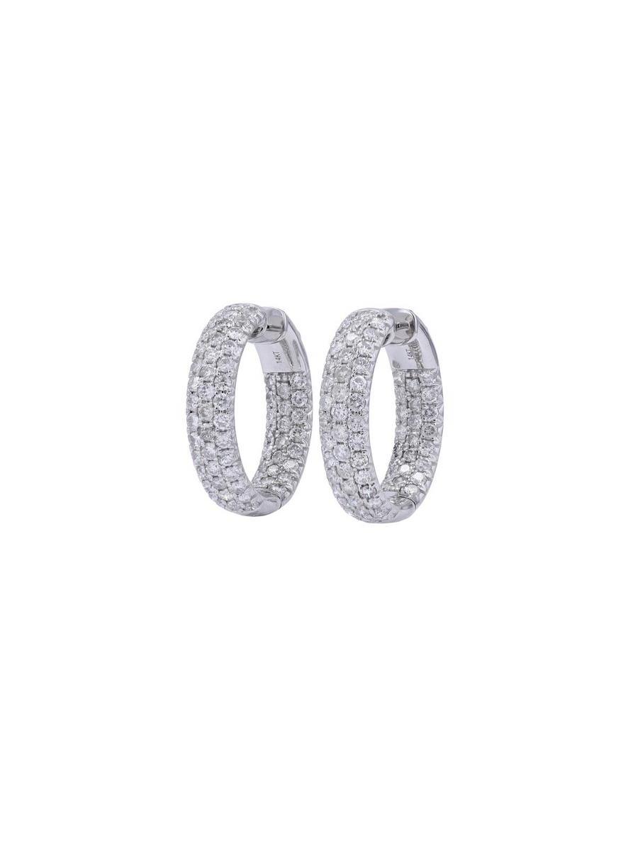 4.05ct Diamond 14K Gold Inside Out Hoop Earrings