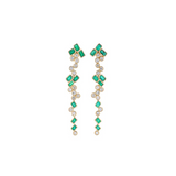6.20ct Diamond Emerald 18K Gold Cascade Earrings