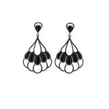 28.75ct Black Onyx Diamond 18K Gold Dangle Earrings