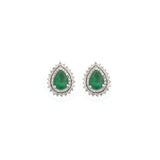 1.74cts Diamond Emerald Pear 18K Gold Stud Earrings