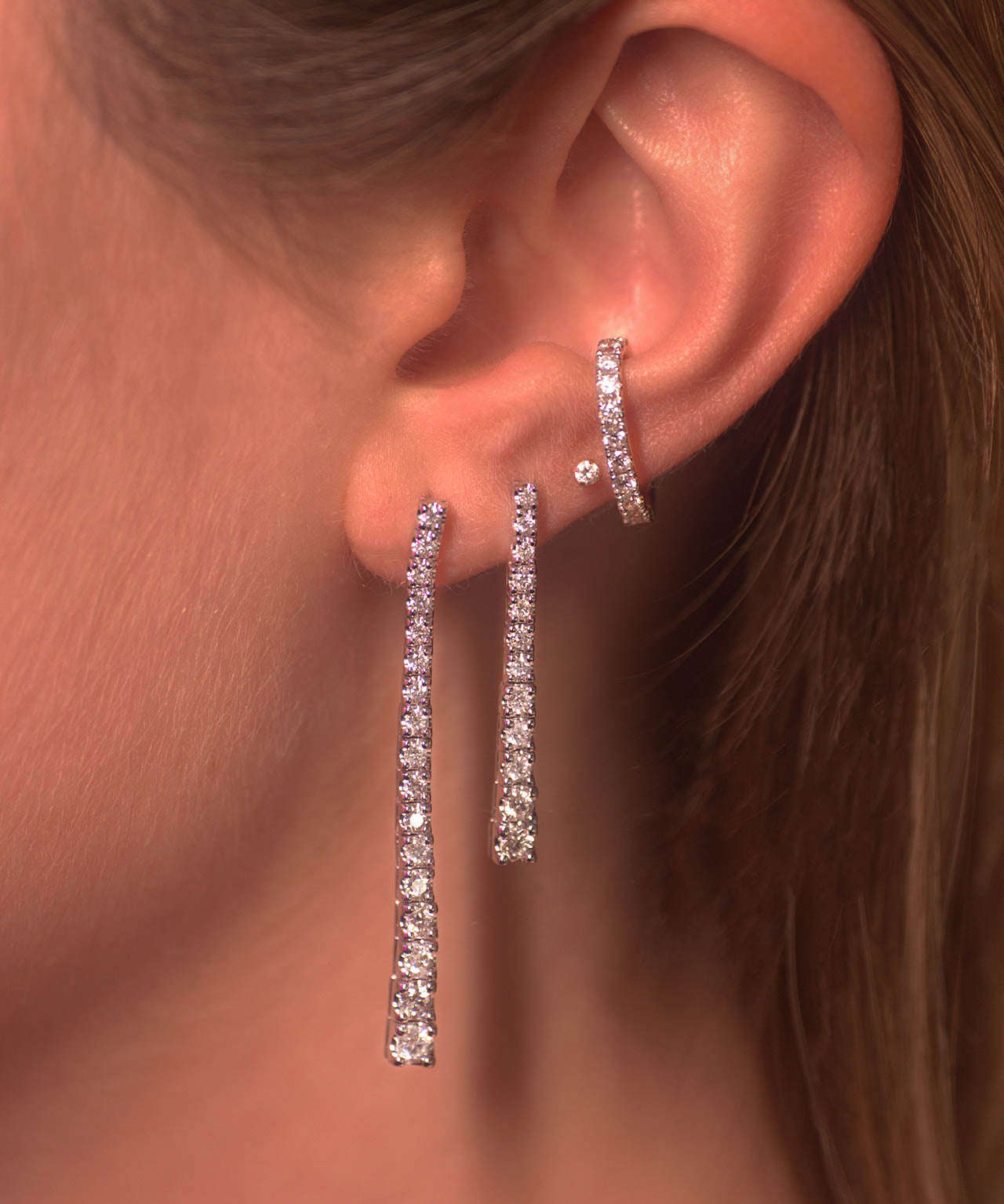 0.75ct Diamond 18K Gold Graduated Tennis Earrings