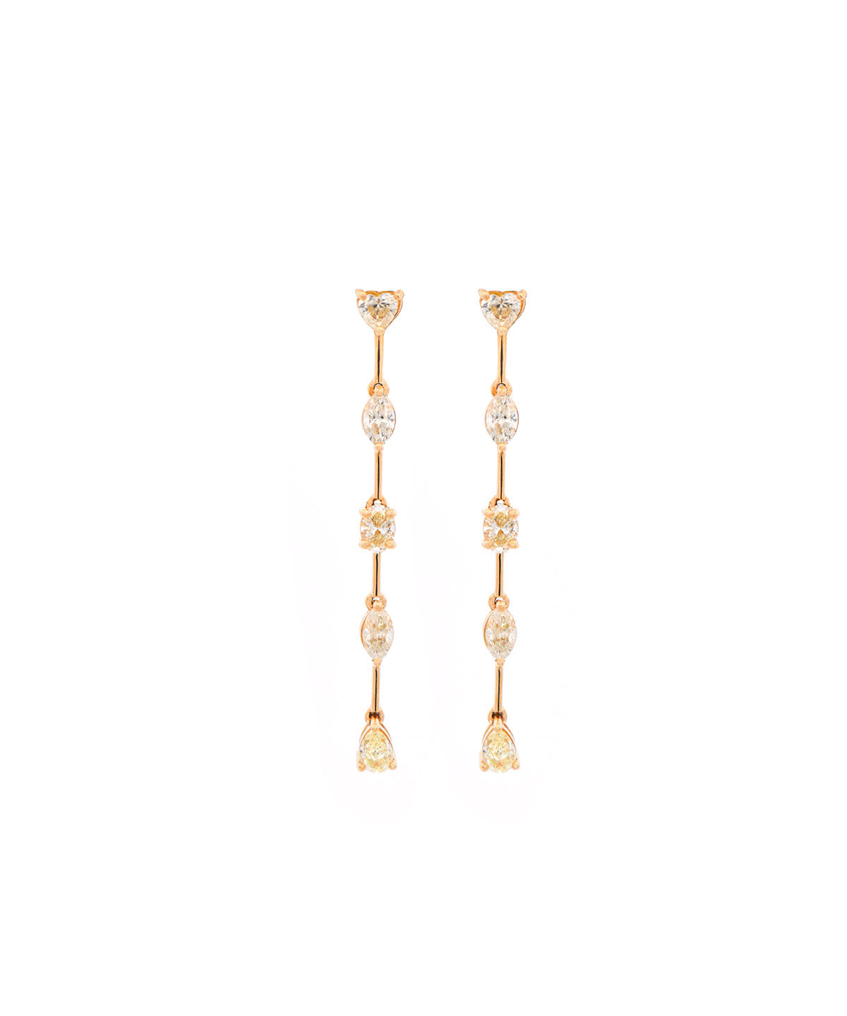 1.50ct Diamond 18K Gold Multi Shape Cascade Earrings