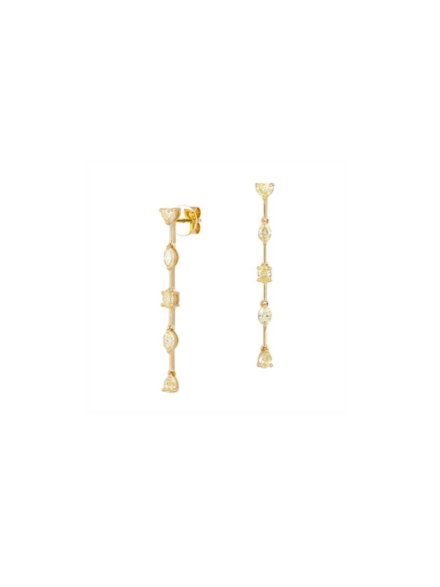 1.50ct Diamond 18K Gold Multi Shape Cascade Earrings