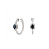 2.99ct Diamond Blue Sapphire 18K Gold Huggie Earrings