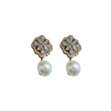 1.83ct Diamond Pearl 14K Gold Stud Earrings