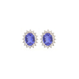 Diamond Tanzanite 18K Gold Halo Earrings