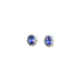 Diamond Tanzanite 18K Gold Halo Earrings