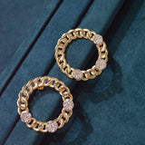 2.25ct Diamond 14K Gold Cuban Circle Earrings