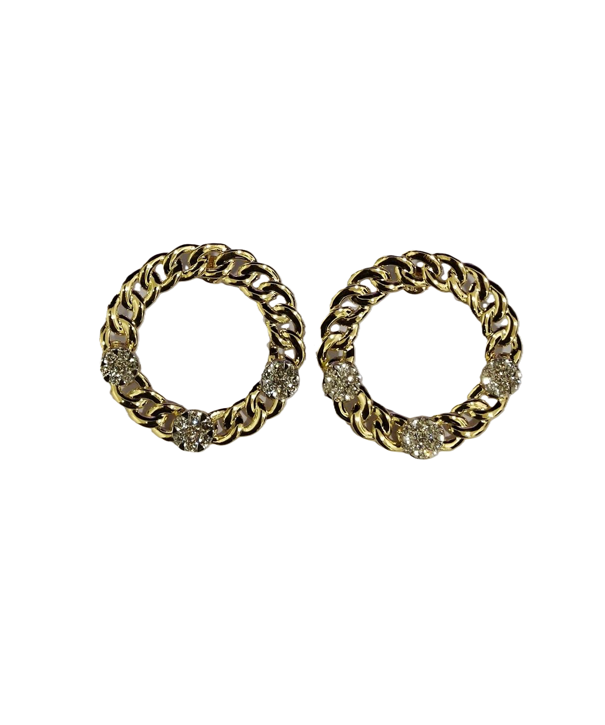 2.25ct Diamond 14K Gold Cuban Circle Earrings