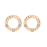 2.25ct Diamond 14K Gold Cuban Circle Earrings
