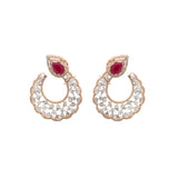 6.47ct Diamond Ruby 14K Gold Curved Earrings