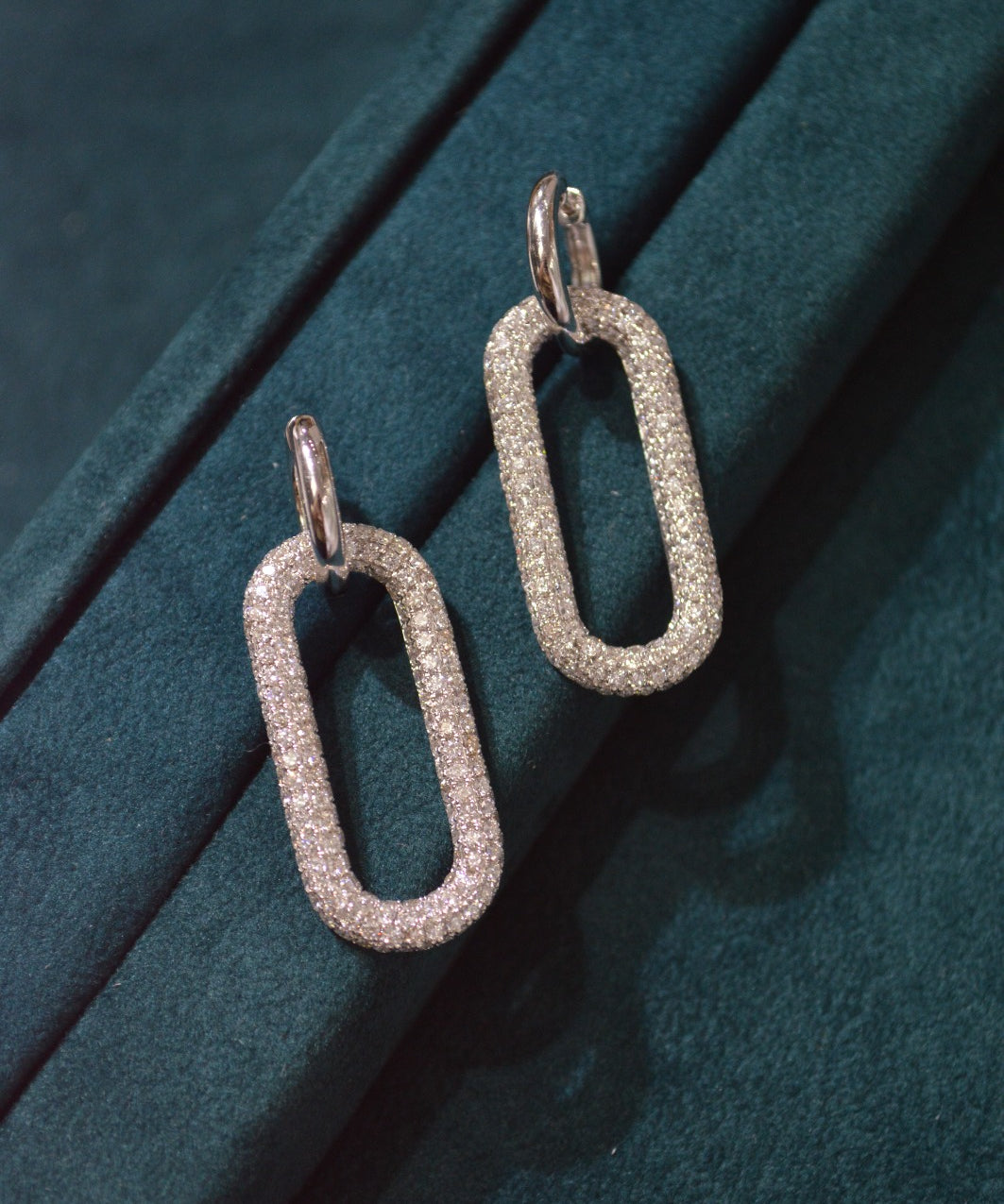 4.15ct Diamond 18K Gold Paper Clip Earrings