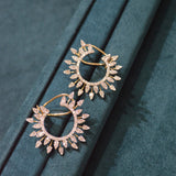 3.92ct Diamond 14K Gold Sunburst Earrings