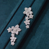 4.15ct Diamond 18K Gold Flower Cascade Earrings