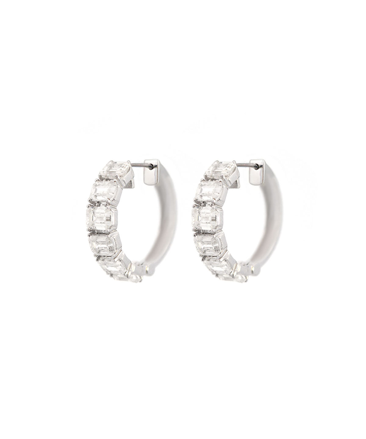 4.76ct Diamond 18K Gold Emerald Cut Hoop Earrings