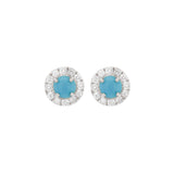 0.62ct Diamond Turquoise 18K Gold Halo Earrings