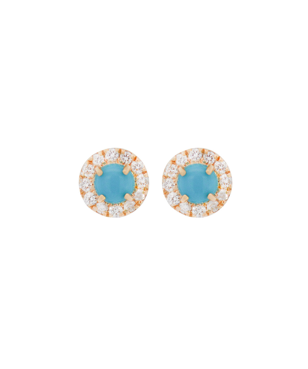 0.62ct Diamond Turquoise 18K Gold Halo Earrings