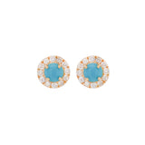 0.62ct Diamond Turquoise 18K Gold Halo Earrings