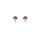 0.40ct Diamond Pink Sapphire 14K Gold Mushroom Stud Earrings