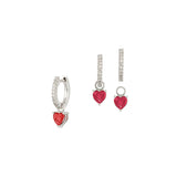 1.30ct Diamonds Ruby 18K Gold Dangle Drop Hoop Earrings