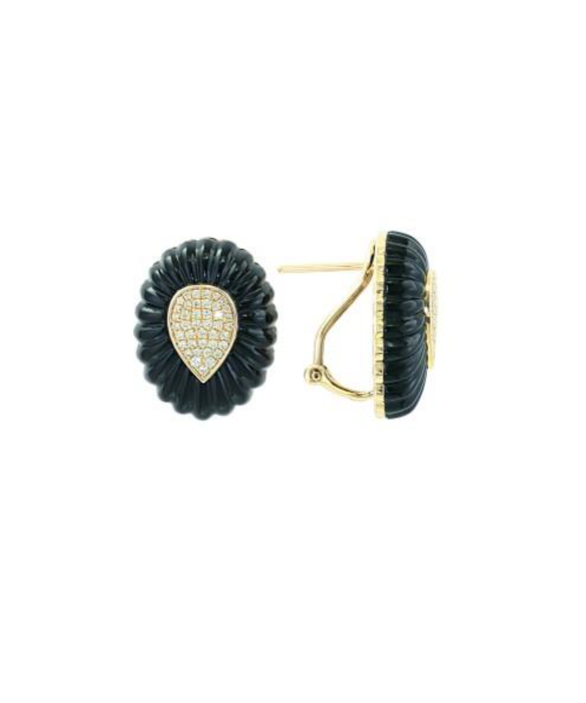 14.77ct Diamond Onyx  14K Gold Earrings