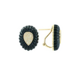 14.77ct Diamond Onyx  14K Gold Earrings