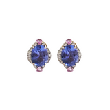 Tanzanite Pink Sapphire Diamond 18K Gold Earrings