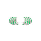 1.18ct  Diamond Emerald 18K Gold Cluster Earrings