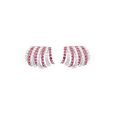 1.34ct  Diamond Ruby 18K Gold Cluster Earrings