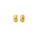 14K Gold Grooved Hoop Earrings